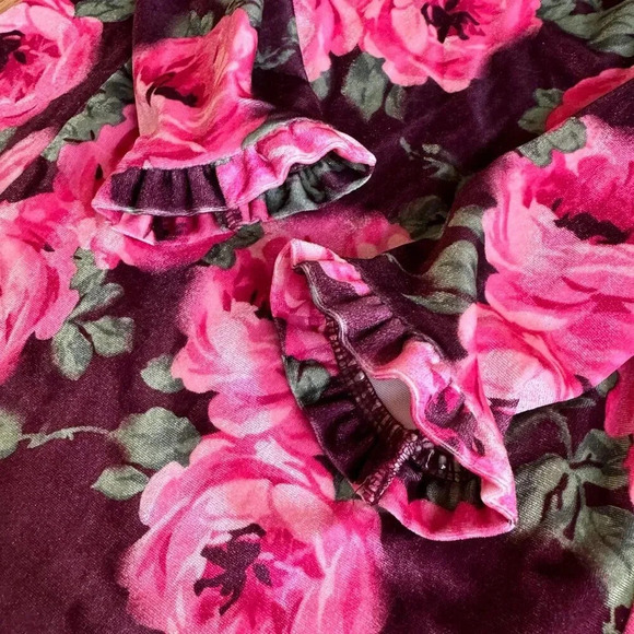 Gymboree Pink Mauve Roses Floral Crush Velvet Dress 3/4 Sleeve 5T - Picture 4 of 5